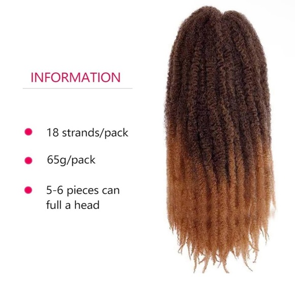ZRQ 8 Packs Marley Afro Twist Braid 14 inch Ombre Brown Marley T1B/27 - Picture 2 of 10